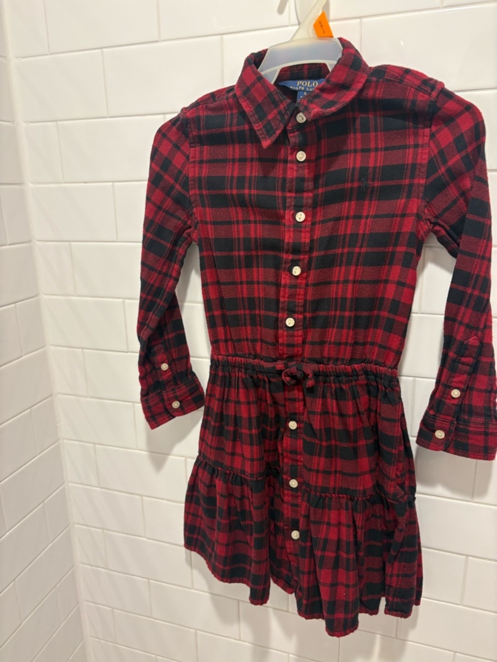Polo by Ralph Lauren Red & Black Plaid Girls' Shirt Dress